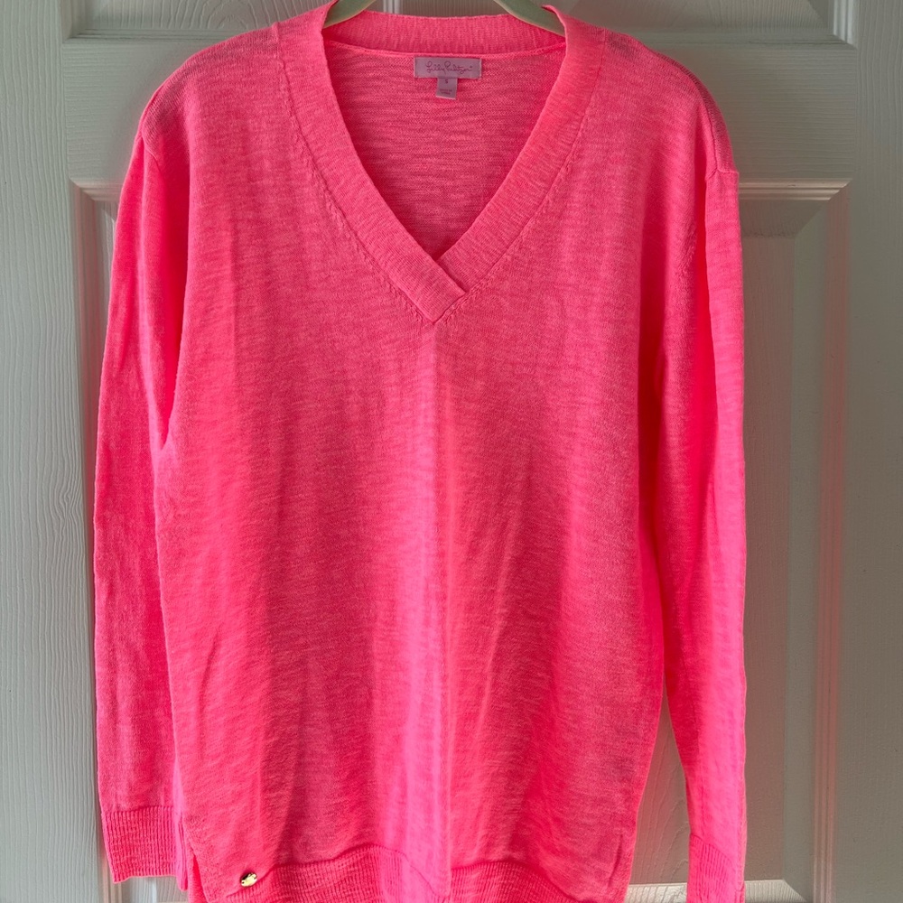 Lilly Pulitzer Lightweight Women's vneck Sweater - Hot Pink